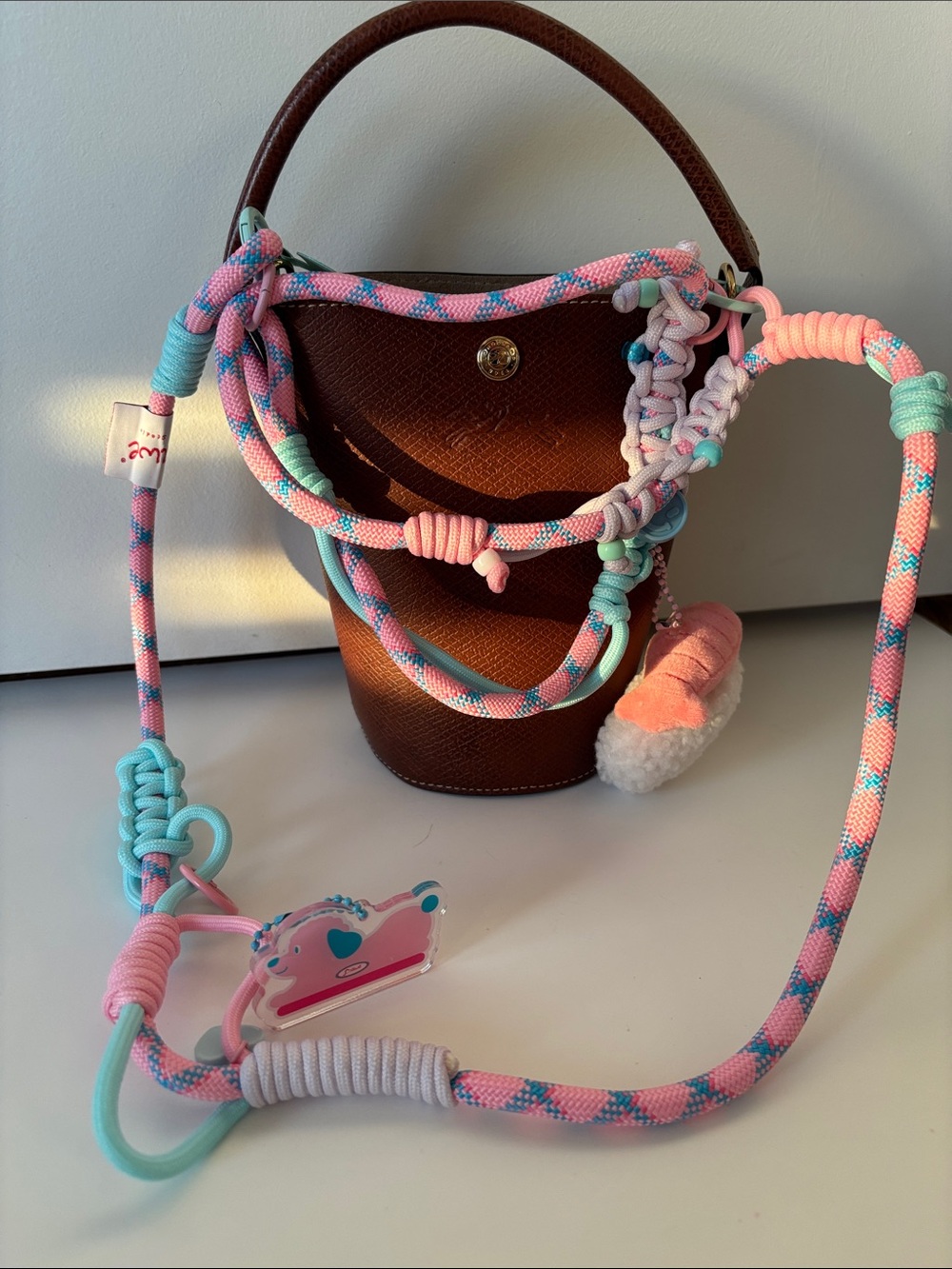 Pink and Blue Hand-braided Versatile Lanyard